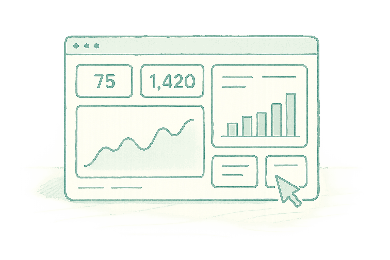 Editorial sketch illustration representing reporting dashboards and analytics clarity.