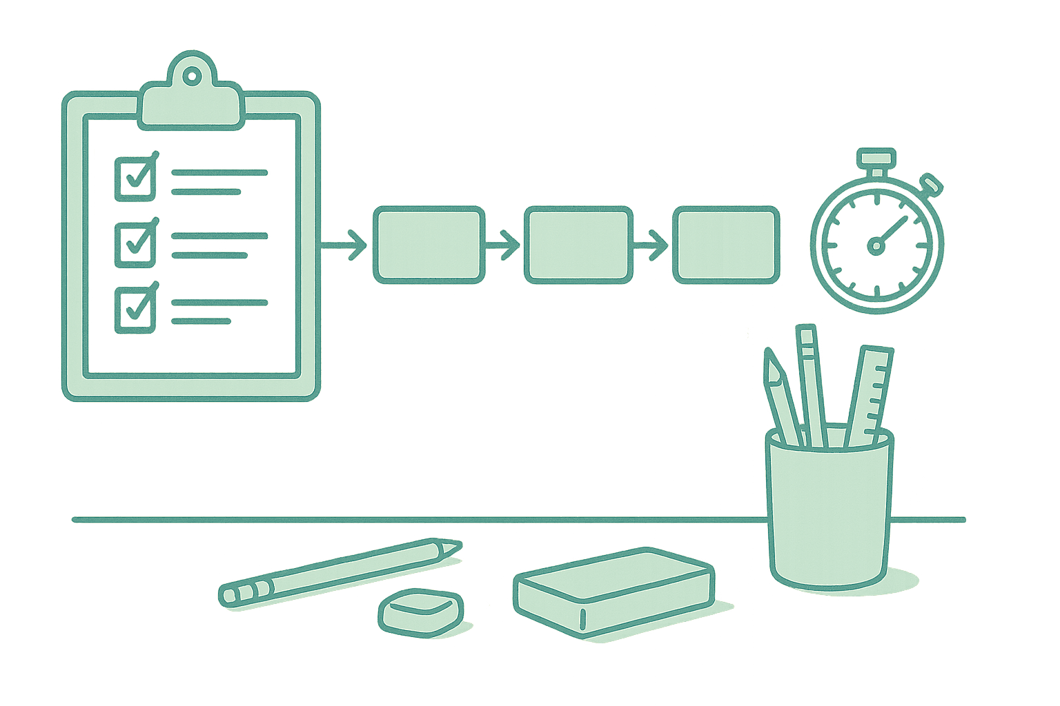Editorial sketch illustration representing a workflow sprint and task flow.